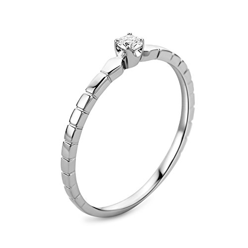 Miore solitaire ring 9 karaat (375) witgoud diamant 0,08 ct - Image 3