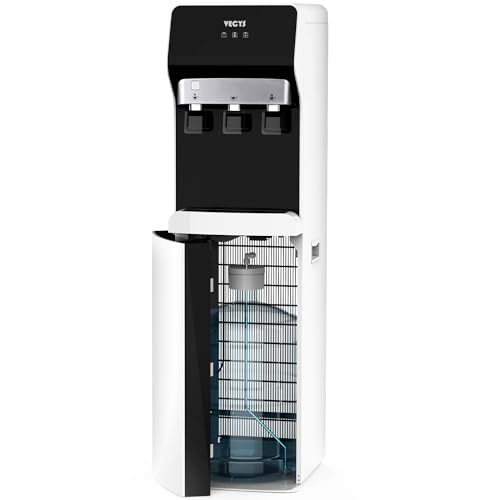 VECYS Bottom Loading Self Cleaning Water Dispenser 5 Gallon 3 Temperature, Child Safety Lock & Nightlight, 304 Stainless Steel Reservoirs and Water Intake Tube