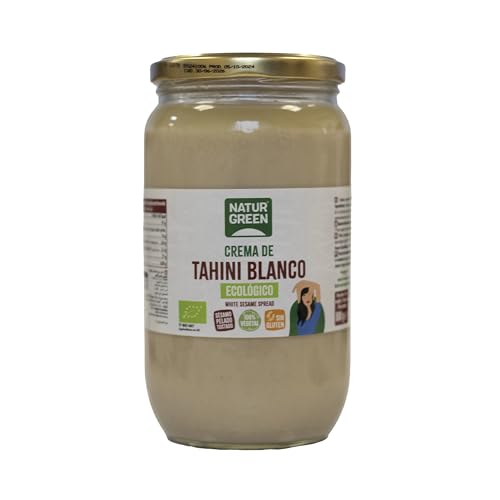 NaturGreen - Tahin de Sésamo Blanco Bio, Pack 6 x 800 g, Crema Blanco 100% Natural, Sin Gluten, Vegana, Fuente de Proteína y Fibra, Sin Azúcares Añadidos, Ideal para Hummus, Salsas y Cocina Saludable