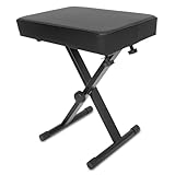 Pyle Adjustable Padded Keyboard Bench - X-Style Piano Bench with 3 Height Settings, Non-Slip Rubber Feet, and Adjustable Collapsible Design for Comfortable Use