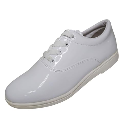 Dinkles Formal Women's Marching Band Shoes, Comfortable (Medium Width) (7.5, White Patent)