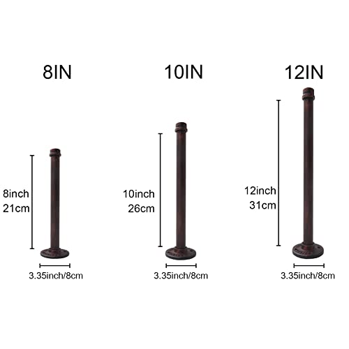 Hoemlim Shelf Bracket, 4 Pack Floating Shelf Bracket Rustic Wall Mounted, Industrial Pipe Shelving Heavy Duty Support Hardware For Wood(12",Red Bronze) #TOP1