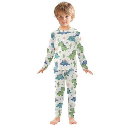 Pajama Sets Long Sleeve Cute Dinosaurs with Plants Soft Comfy Sleepwear 2 Piece PJS 3-8T2