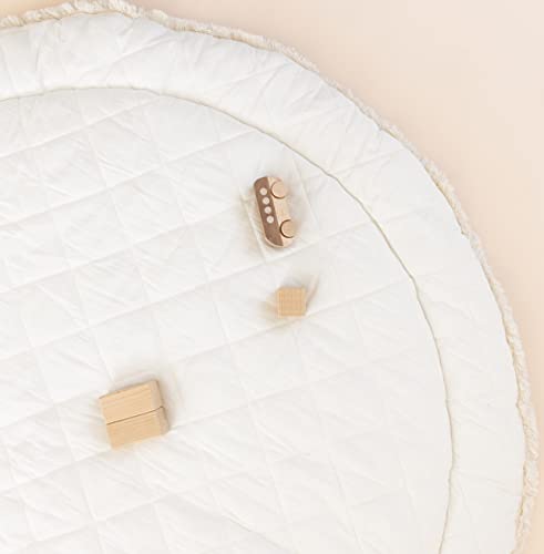 Makemake Organics Organic Play Mat Gots Certified Organic Cotton Nursery Floor Rug Washable Reversible Non Toxic Activity Mat Tummy Time Crawling Pad Thick Quilted (Round 48", Dotty + Solid Ivory) #TOP3