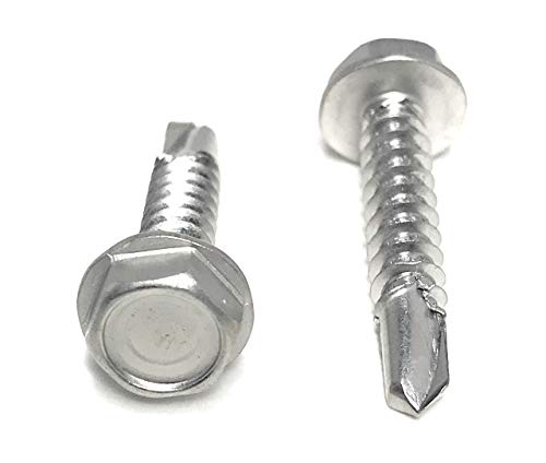 #10x1 Stainless Steel Hex Washer Head Self Drilling Tapping TEK Screw (410 Stainless Steel) 100 Pieces 10x1