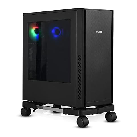 CPU Ständer für PC Computer Gehäusehalter, AkoaDa Abnehmbare Verstellbare Computer Desktop Ständer Universal mit Bremse und 4 Rollen (Schwarz) Cover