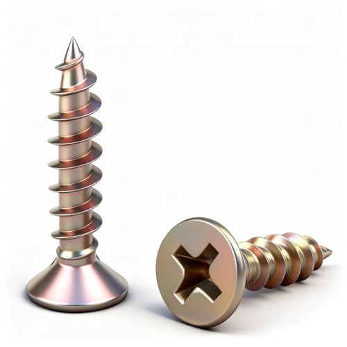 QANCEN 50 Pièces Vis à Bois Fixations Autotaraudeuses M3x6mm, Éléments Cruciformes à Tête Plate, Vis Autoperçantes pour Meubles en Bois