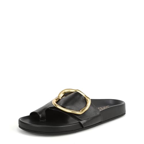 Franco Sarto Womens Brianka Slide Sandal Black Leather 8 M