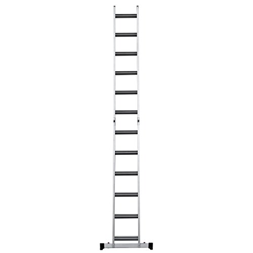 TOPRUNG 12ft. 2IN1 Aluminum Extension Ladder, Multi-Purpose Step Ladder with Bulit-in Wheels, 300lbs Duty Rating