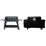 Pit Boss Ultimate Gas 4 Burner Non-Stick Lift-Off Griddle & 4B Ultimate Griddle Cover, Black