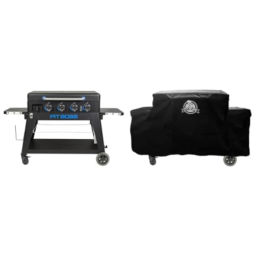 Pit Boss Ultimate Gas 4 Burner Non-Stick Lift-Off Griddle & 4B Ultimate Griddle Cover, Black
