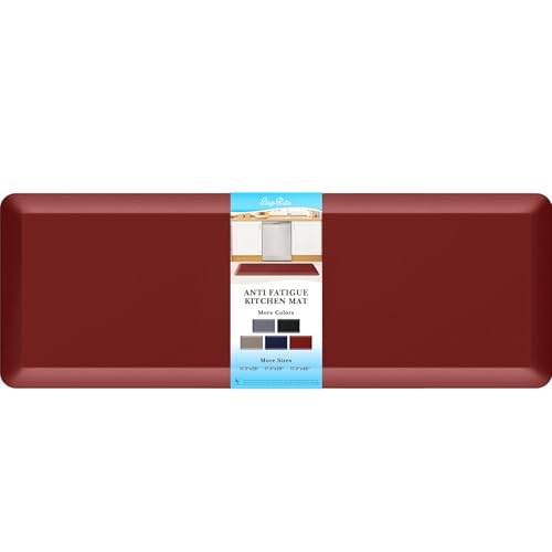 Image of StepRite 4 /5 Inch Thick Kitchen Mat Anti Fatigue Mat Kitchen Rugs Kitchen Decor Non-Slip, Stain & Water Resistant, Kitchen Mats Desk Mat for Kitchen, Office, Workshop, Red, 17'' x 47''