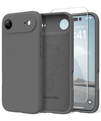 Image of Magnetic for iPhone Air Case, Compatible with MagSafe, [Full Camera Protection][Screen Protector] Silicone Shockproof Protective Phone Case for iPhone 17 Air 6.5 inch, Dark Gray