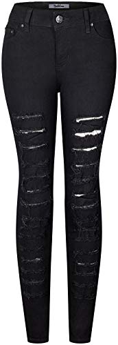 BodiLove Women's High Waist Rise 5 Pockets Skinny Comfy Jeans Zip Button Closure 9f43 Denim Medium 13