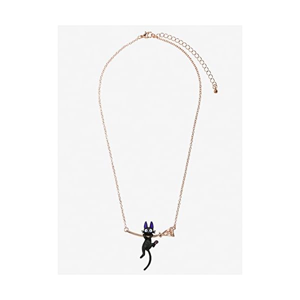Studio-Ghibli-Kikis-Delivery-Service-Jiji-Hanging-on-Broom-Necklace Babigo Studio Ghibli Kiki's Delivery Service Jiji Hanging on Broom womens Necklace