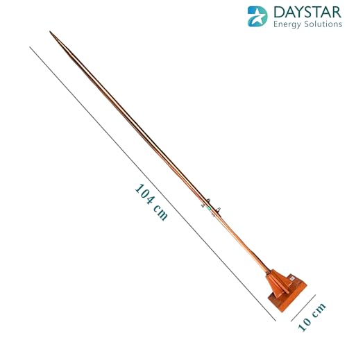 Image of Daystar Solutions (GroundOne) Copper Bonded Single Spike Lightning Arrester | 13 mm Diameter | 1016 mm Length | Base Plate 92x92 mm | for Protection Coverage from The top Point | Pack of 1
