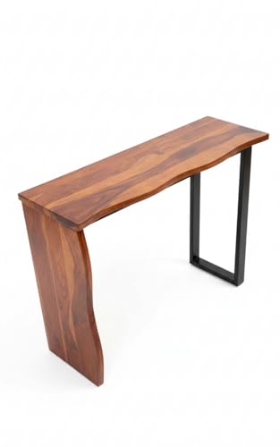 Image of Wood ForeverSheesham Wood Console Table for Living Room | Entryway Sofa & Fish Tank Table | Narrow Side Stand with Straight Top Panel Legs | Wooden Accent Furniture for Home Decor |Light Walnut Finish
