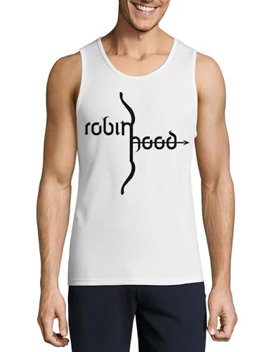 Camiseta sin mangas Robin Hood para hombre, tank top blanco de algodón con gráfico de arquero