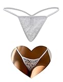 comeondear Sexy G String Tangas für Frauen Micro String Bikini Brasilien Damen Slip Panty Spitzen Unterwäsche Set Große Größen Seamless Unterhosen Low Waist Mini Thongs Women Underwear(Weiß,M)