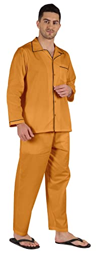 Inkmeso Men's Cotton PJs Solid Sleepwear Lounge Wear Top & Bottom Pajama Set2