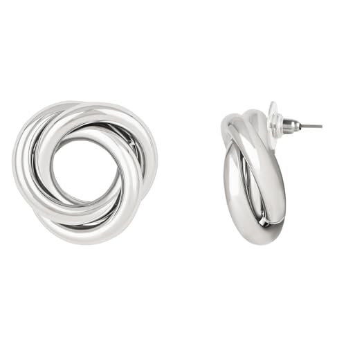 I Jewels Silver Statement Geometric Earrings for Women Girls Trendy Chunky Gold Knot Link Drop Dangle Earrings Fashion Jewelry Gift4