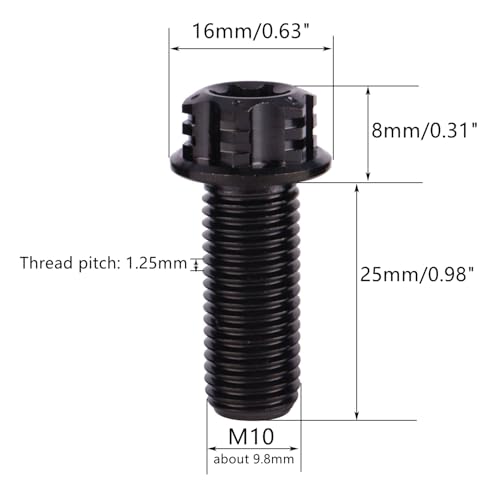 Image of 4Pcs Titanium Bolt Flange Torx Head M8 M10 x 20 25 30mm Screw Bolt for Motorcycle Car Modifications (Black, M10x25mm Pitch 1.25)