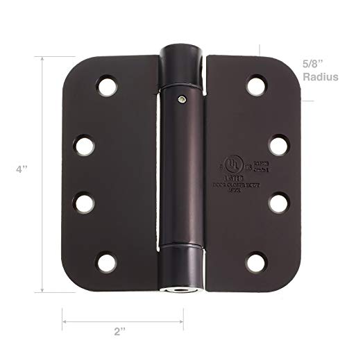 Cauldham (2 Pack) Heavy-Duty 4" Self-Closing Spring Door Hinge With 5/8" Radius Corners, Ul Listed - Oil Rubbed Bronze #TOP2
