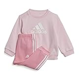 Gerippter Rundhalsausschnitt adidas Unisex Baby Youth/Baby Jogger I Bos Logo Jog, Top:Clear Pink/White Bottom:Bliss Pink F22/White, IC6591, 104