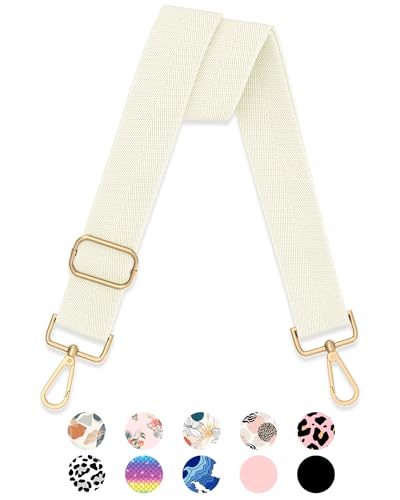 Gukeniu Alça de ombro larga alça de bolsa ajustável de substituição alça transversal extensora bolsa cinto, Bege minimalista, Width: 1.4in -- Length: 51.2in