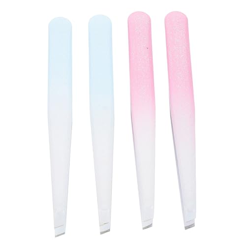 Happyyami 4 Pinzas Para Cejas Pinzas Para Vello Facial Pinzas Industriales Pinzas Afiladas Pinzas Inclinadas Depilación Facial De Acero Inoxidable Para Mujer