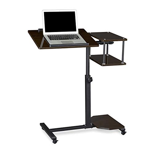 Relaxdays – Laptop mesa Altura Regulable XL HBT: 100 x 77 x 40 cm Gran mesa de ordenador portatil como sofá mesa y mesa auxiliar con 4 ruedas dobles para tablet con estante Mouse y antideslizante de Barra, color negro