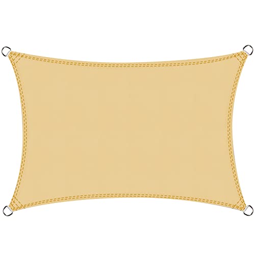 Cool Area Toldo Vela de Sombra Rectangular 4x5m Impermeable Protección UV a Prueba de Viento, Adecuado para Patio Jardín,Terraza, Exteriores,Color Arena