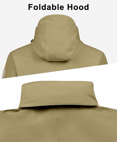 Image of Little Donkey Andy Men's Softshell Jacket Hooded Light Waterproof Tactical Jacket Fleece Windbreaker Jackets with 8 Pockets