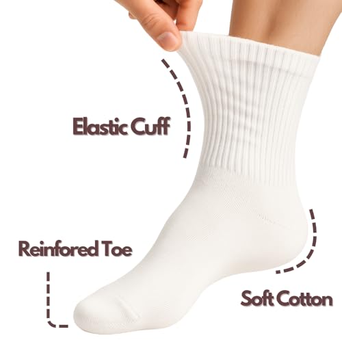 Women’s Casual Crew Calf Socks - Soft Comfortable Lightweight Cotton Blend Above Ankle Socks for Woman 7 Pairs Size 5-112