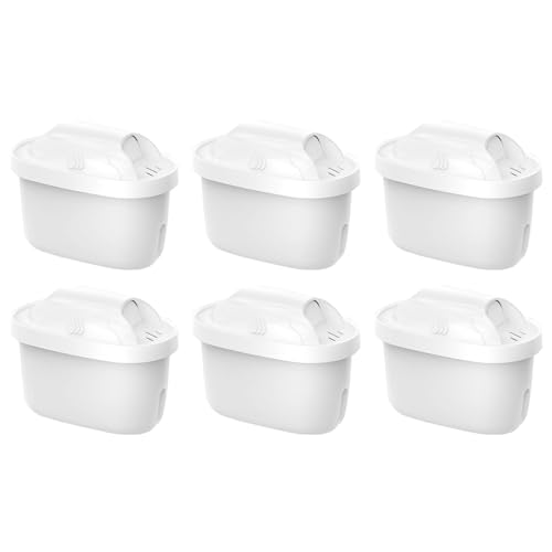 Filtro para jarra de agua - 6 cartuchos activados, elimina impurezas, elimina olores y sabor, cloro, plomo y fluoruro | Purificador de jarra compatible con AquaCrest, uso doméstico en la cocina