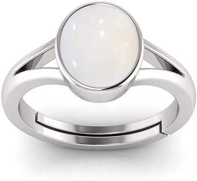 6.25 Ct Natural White Opal Gemstone Silver Plated Ring For Men And Women Birthstone
