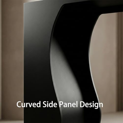 Mueble de recibidor con marco de metal negro y sobre efecto mármol de alta gama 6