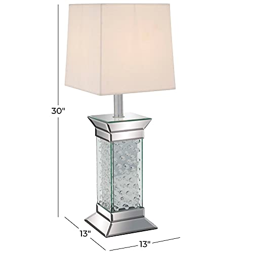 Deco 79 Glass Mirrored Table Lamp, 13" X 13" X 30", Silver #TOP1