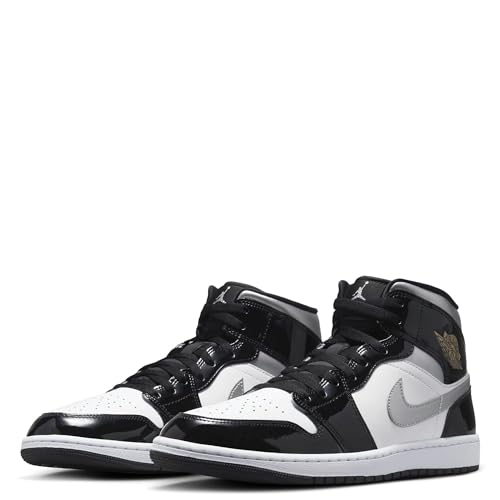 Air Jordan 1 Mid SE Men's Shoes (HV0789-010, Black/White/Metallic Gold/Metallic Silver) Size 133