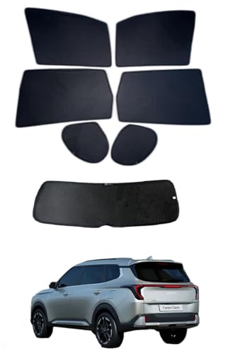 Image of Premium Car Sunshade Fix Type Non-Magnetic Curtain with Rear Dicky Curtain Set of 7pc for New Carens Clavis