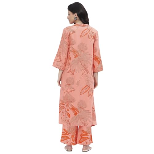 Image of BIBA Women Viscose Rayon Straight Printed Suit Set