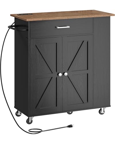 CHOEZON Kitchen Island Cart with Storage, Bar Cart with Charging Station, Kitchen Island on Wheels,...