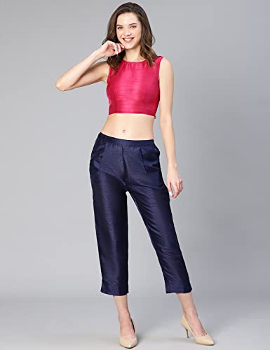 Image of oxolloxo Women Soild Dupion Silk Elasticated Pant