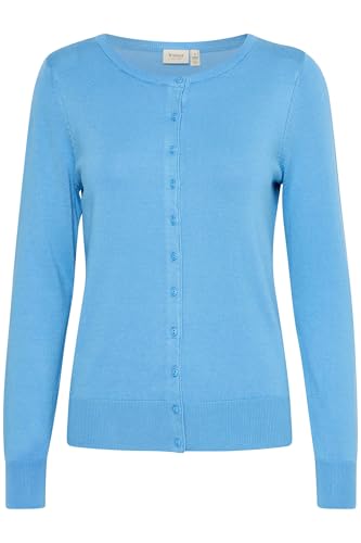 fransa FRZubasic - Cárdigan de punto fino para mujer con cuello redondo y tira de botones, Azul (174139), XXL