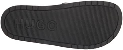 HUGO Womens Square Logo Slide Sandal, Black Onyx, 10 US | Image 3