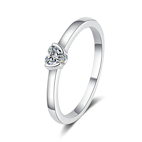 Bague solitaire argent 925 et moissanite cœur prestigieuse
