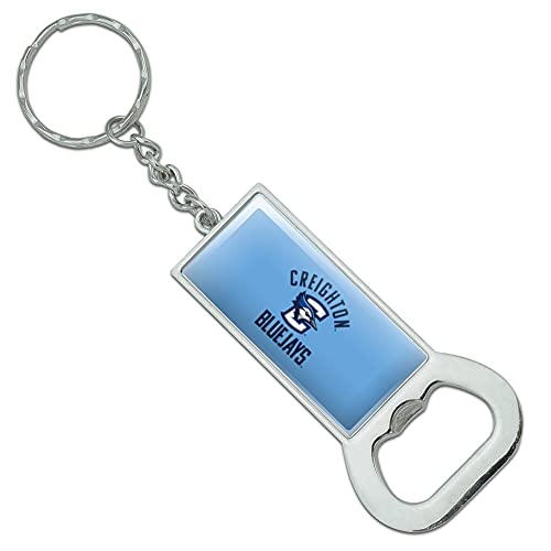 GRAPHICS & MORE Creighton University Bluejays Keychain Rectangle Chrome Plated Metal Bottle Cap Opener
