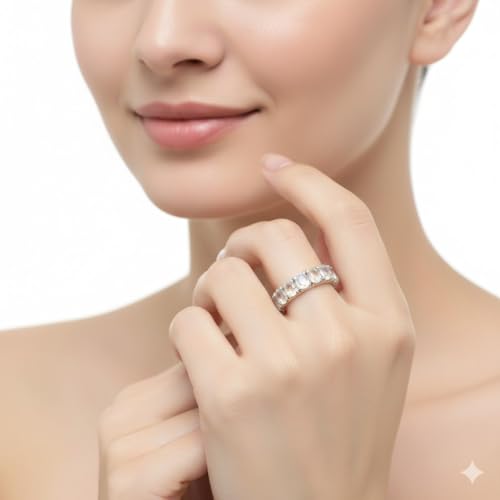 Image of 55Carat Choose Your Color Natural Gemstone Sterling Silver Band Ring Birthstone Friendship Love Size 5-13