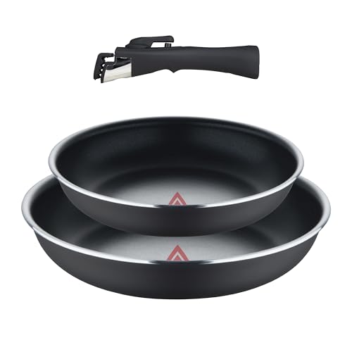 Bergner Set 3 Pzs Sartenes 22+26 cm con Mango Desmontable - Aluminio Prensado & Heat Dot - Revestimiento ILAG Essential - Negro, 22 cm | 26 cm