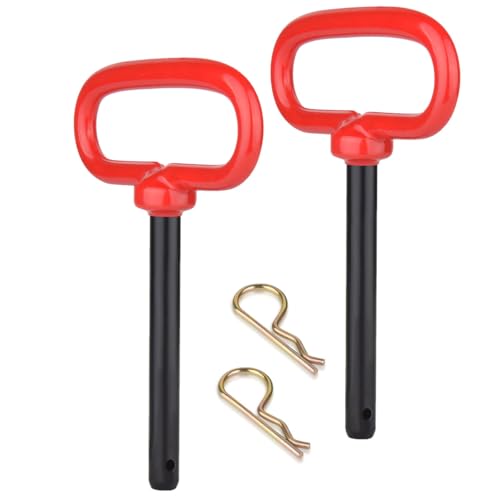 2PCS 1/2*4-1/2 Hitch Pin and Clip Red Handle Hitch Trailer PinsTowing Security Pin for Trailers Lawn Equipment & Snow Plows - Easy Install Hitch Pin